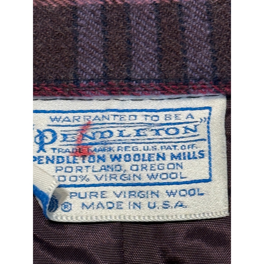 Pendleton Plaid Skirt Women 18W Blue Purple Wool Lined Side Button Midi USA - Picture 3 of 7